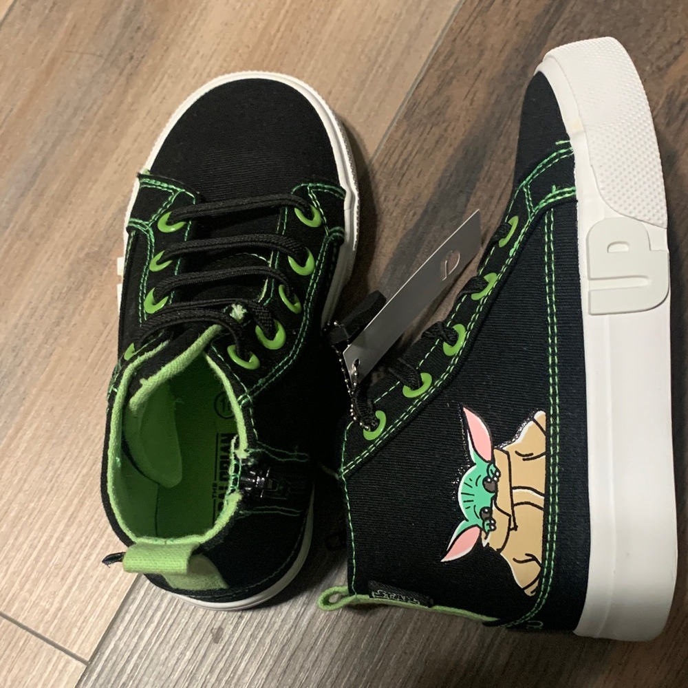 Kids Black and Green Character Sneakers